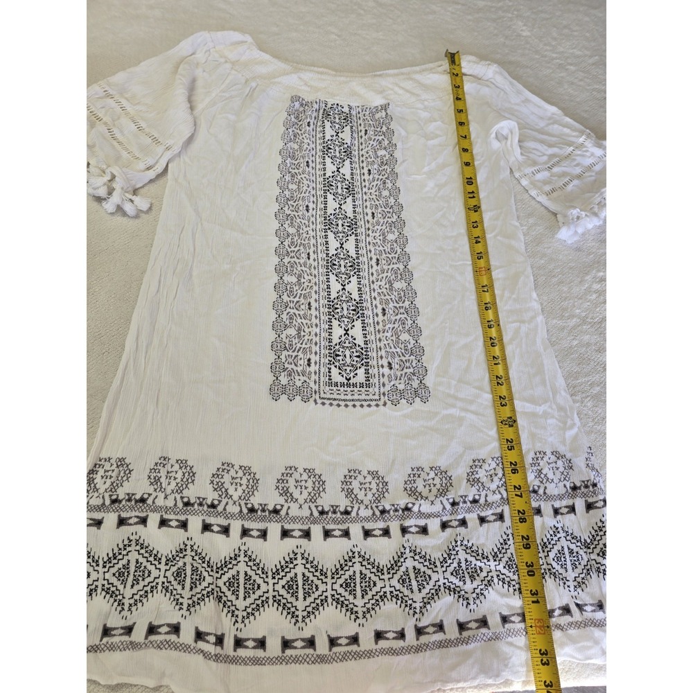 Margaret O'Leary Boho Embroidered Tunic Dress‎ White Viscose Size M
